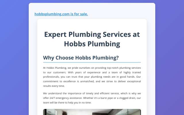 W.H. Hobbs Inc.'s page as the assistant saw it