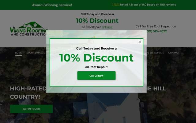 Viking Roofing and Construction's page as the assistant saw it