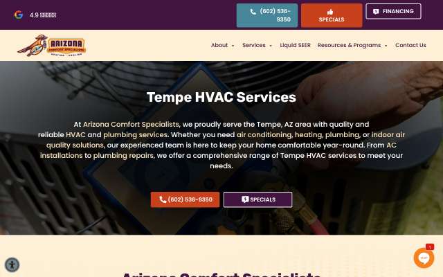 Arizona Comfort Specialists's page as the assistant saw it