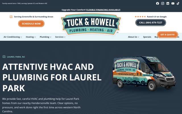 Tuck & Howell Plumbing, Heating & Air's page as the assistant saw it