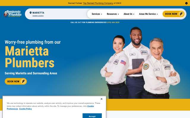 Benjamin Franklin Plumbing's page as the assistant saw it