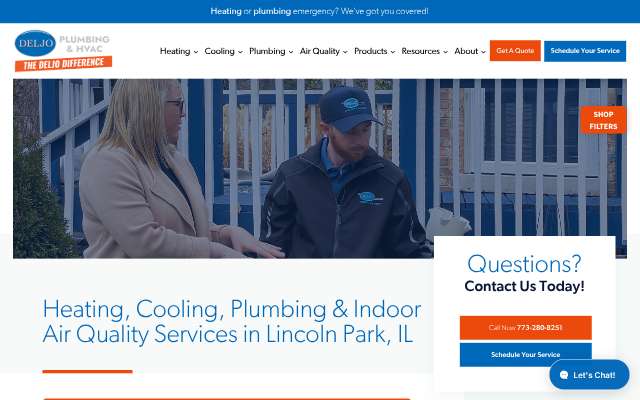 Deljo Heating and Cooling's page as the assistant saw it