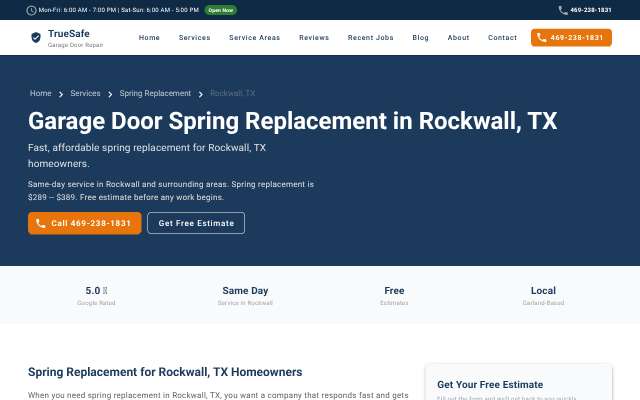 Page cited for TrueSafe Garage Door Repair