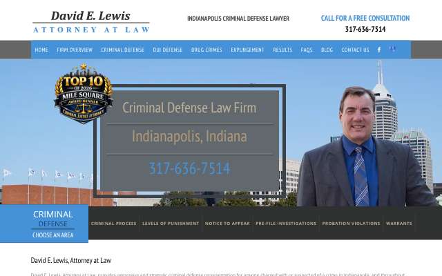 David E. Lewis, Attorney at Law's page as the assistant saw it