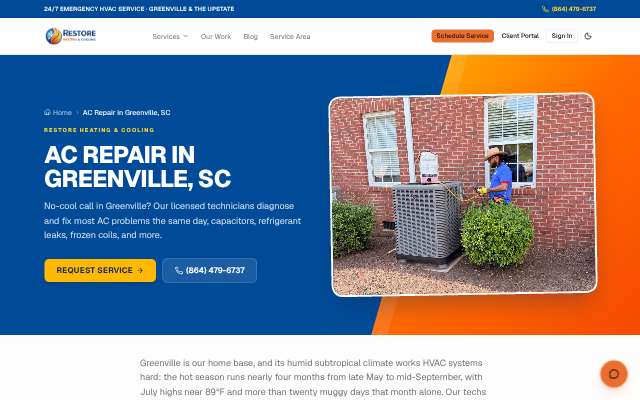 Restore Heating & Cooling's page as the assistant saw it