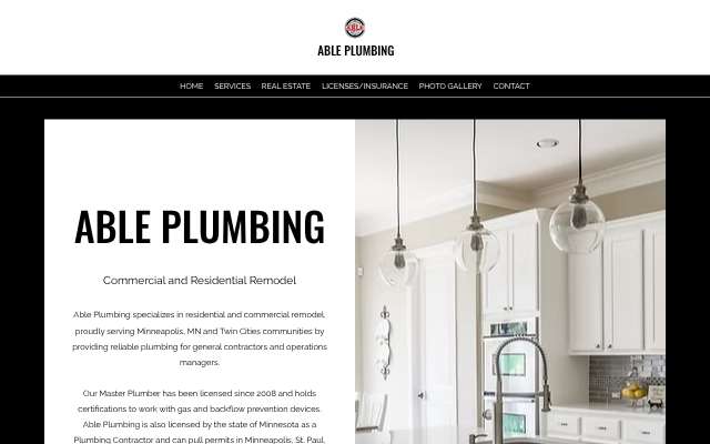 Able Plumbing's page as the assistant saw it