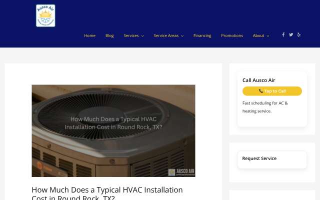 Ausco Air Heating & Air Conditioning's page as the assistant saw it