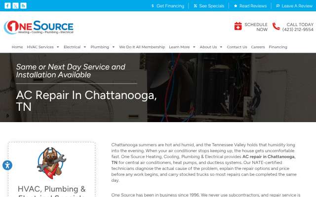 One Source's page as the assistant saw it