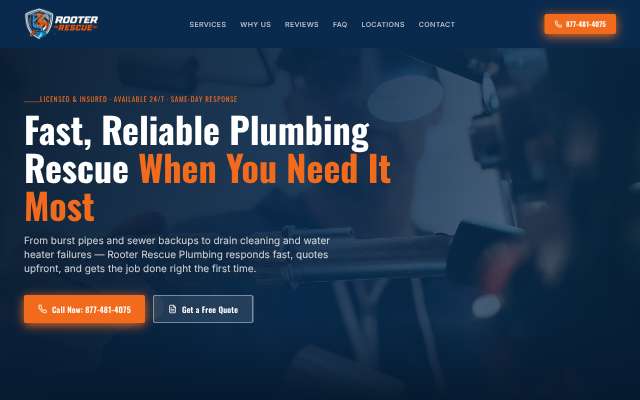Rooter Rescue Plumbing's page as the assistant saw it
