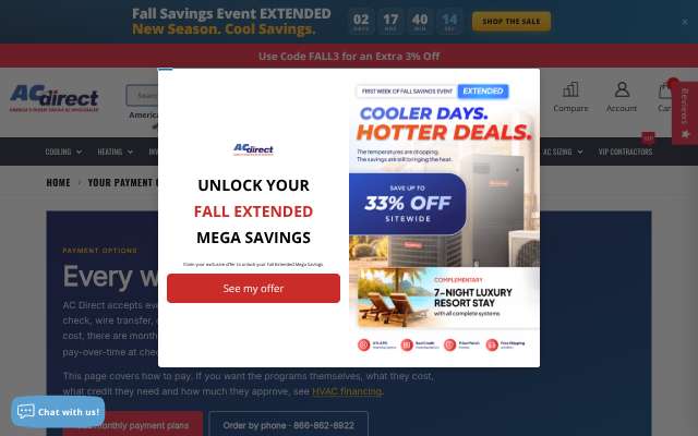 AC Direct's page as the assistant saw it