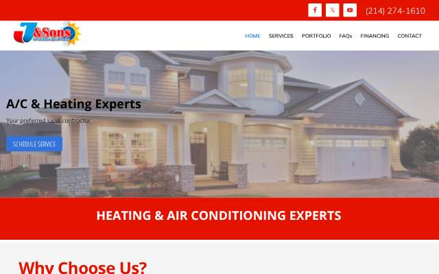 J & Sons Air Conditioning and Heating's page as the assistant saw it