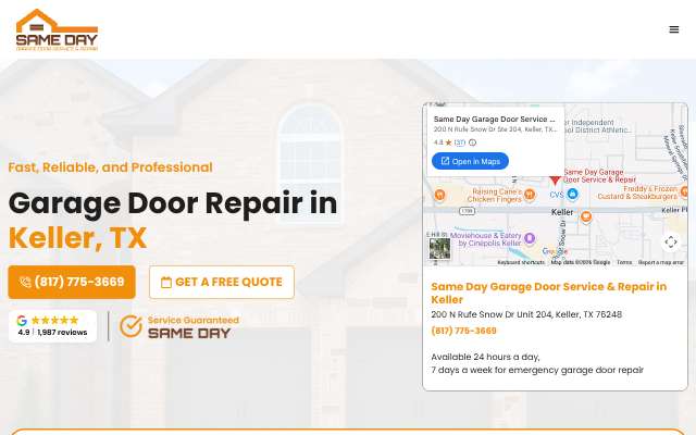 Same Day Garage Door Service & Repair's page as the assistant saw it