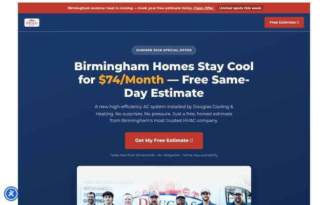 Douglas Cooling Heating Plumbing Electrical's page as the assistant saw it