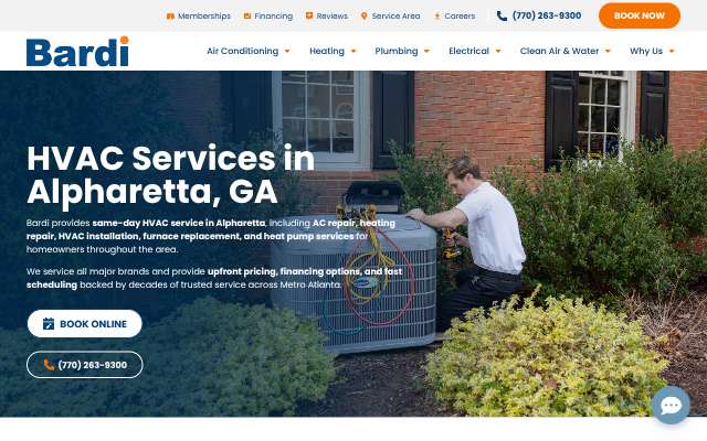 Bardi Heating, Cooling, Plumbing, Electrical's page as the assistant saw it