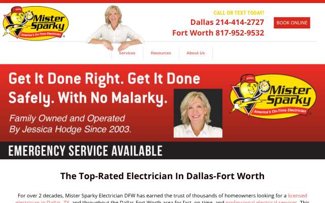 Mister Sparky DFW's page as the assistant saw it