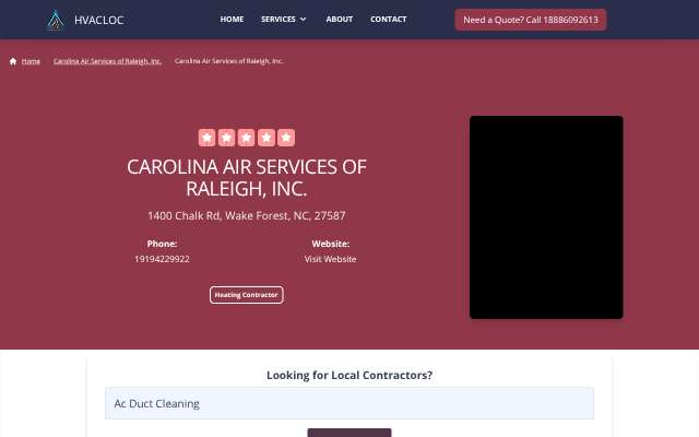 Carolina Air Services of Raleigh, Inc.'s page as the assistant saw it
