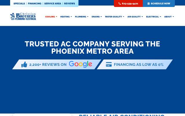 Christian Brothers Air Conditioning Plumbing Electrical's page as the assistant saw it