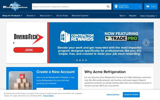Acme Refrigeration Service's page as the assistant saw it