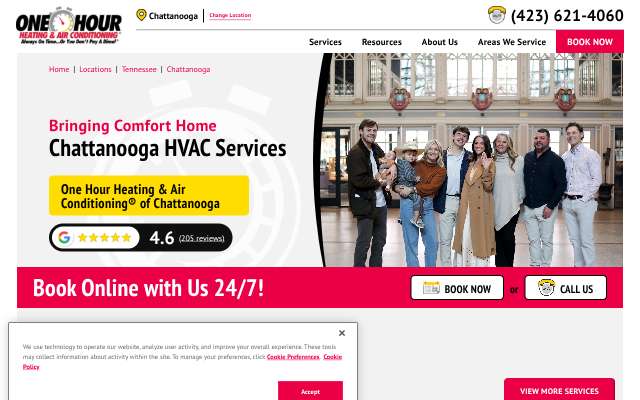 One Hour Heating & Air Conditioning of Chattanooga's page as the assistant saw it