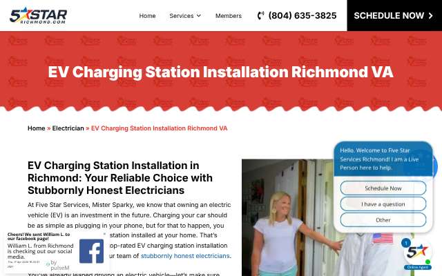 Five Star Services's page as the assistant saw it