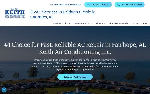 Keith Air Conditioning Inc.'s page as the assistant saw it