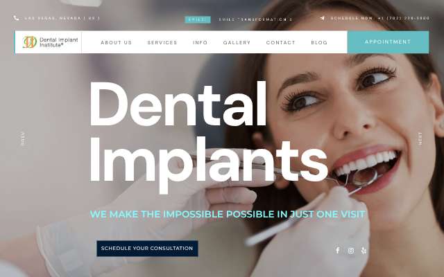 Dental Implant Institute's page as the assistant saw it