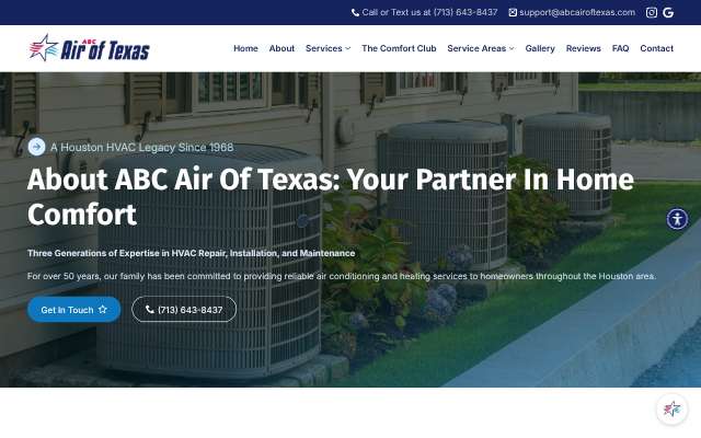 ABC Air of Texas's page as the assistant saw it
