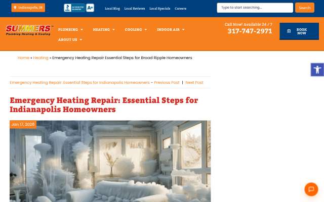 Summers Plumbing Heating & Cooling's page as the assistant saw it
