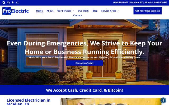 ProElectric's page as the assistant saw it