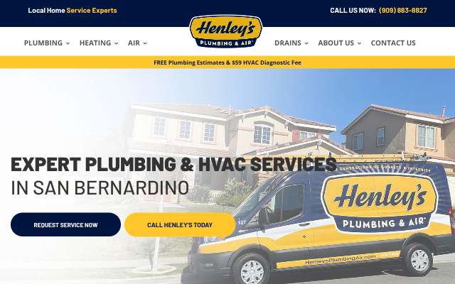 Page cited for Henley's Plumbing & Air