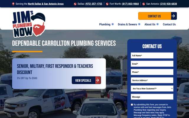 Jim's Plumbing Now's page as the assistant saw it