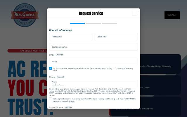 Mr. Gates Heating & Cooling's page as the assistant saw it