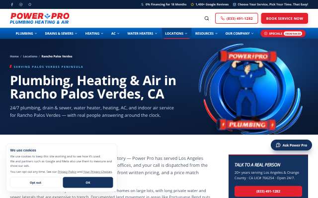 Power Pro Plumbing, Heating & Air's page as the assistant saw it