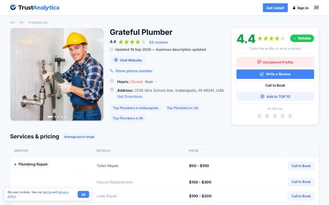 Grateful Plumber's page as the assistant saw it
