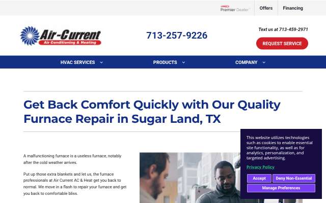 Air Current AC & Heat's page as the assistant saw it