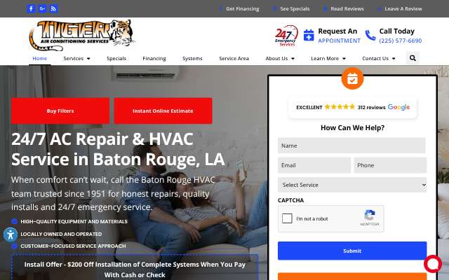 Tiger Air Conditioning Services's page as the assistant saw it