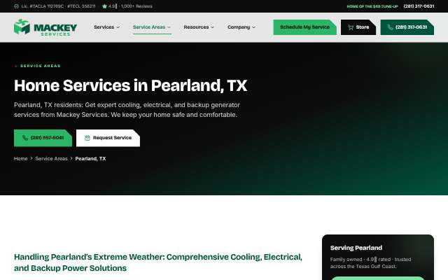 Mackey Services's page as the assistant saw it
