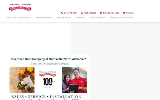 Page cited for Overhead Door Company of Huntsville/North Alabama