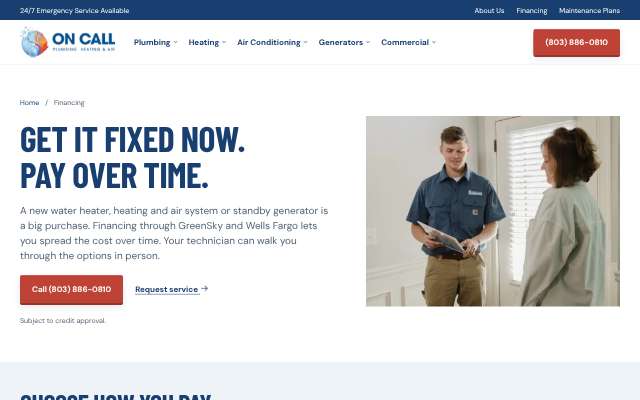 Page cited for On Call Plumbing, Heating & Air