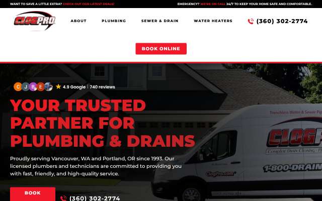 Clog Pro Plumbing & Drain's page as the assistant saw it