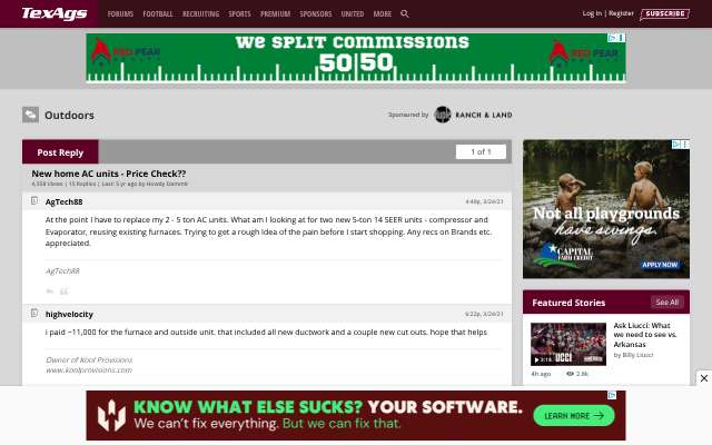 Reliant Air Conditioning's page as the assistant saw it