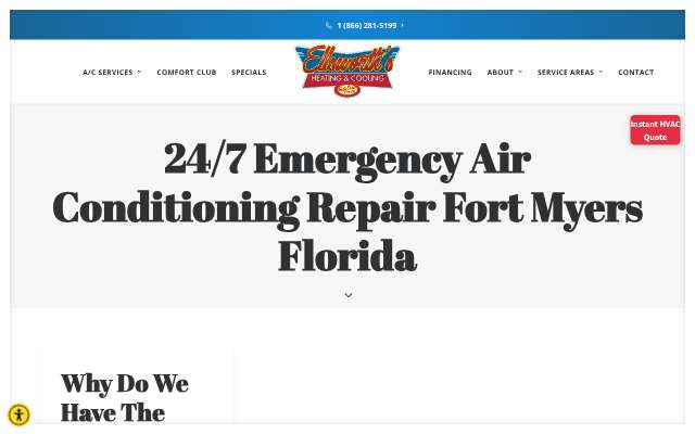 Ellsworth's Heating & Cooling's page as the assistant saw it