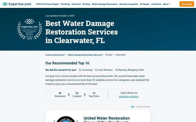 Page cited for United Water Restoration Group of Clearwater