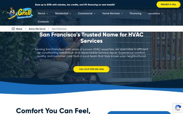 Chill Heating & Cooling's page as the assistant saw it