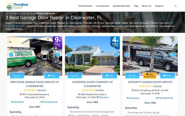 Page cited for Precision Garage Door Service of Clearwater