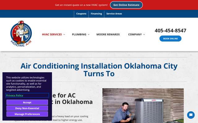 Moore Air's page as the assistant saw it