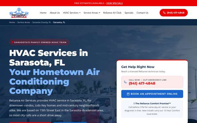 Reliance Air Services, Inc.'s page as the assistant saw it