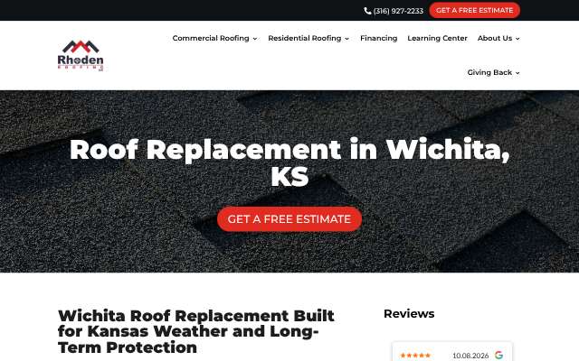Rhoden Roofing's page as the assistant saw it