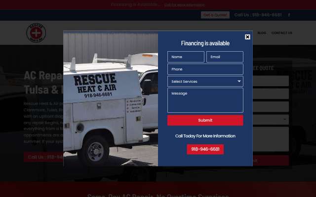 Rescue Heat & Air's page as the assistant saw it