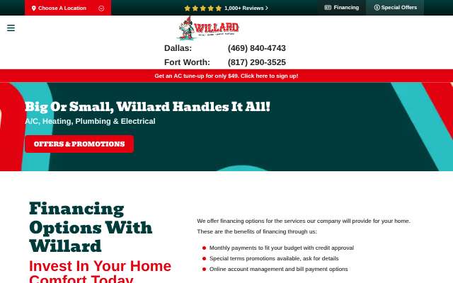 Willard Heating Cooling Plumbing & Electrical's page as the assistant saw it
